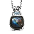 EverTrue Malagasy Labradorite and Sky Blue Topaz 5.15 ctw Pendant in Platinum Bond with Stainless Steel Necklace 20 Inches - Sticky add to cart bar