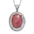 Rhodonite 21.65 ctw Pendant Necklace in Stainless Steel 20 Inches - Sticky add to cart bar