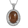Rhodonite 21.65 ctw Pendant Necklace in Stainless Steel 20 Inches - Sticky add to cart bar