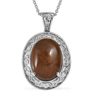 Rhodonite 21.65 ctw Pendant Necklace in Stainless Steel 20 Inches