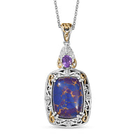 Karis Mojave Purple Turquoise, African Amethyst Pendant in 18K YG Plated and Platinum Bond with Stainless Steel Necklace (20 Inches) 9.30 ctw