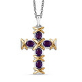 EverTrue African Amethyst 1.65 ctw Cross Pendant in 18K YG Plated and Platinum Bond with Stainless Steel Necklace 20 Inches - Sticky add to cart bar