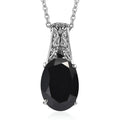 Thai Black Spinel Pendant Necklace (20 Inches) in Stainless Steel 7.30 ctw - Sticky add to cart bar