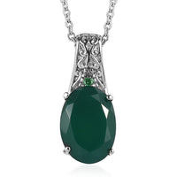 Thai Black Spinel Pendant Necklace (20 Inches) in Stainless Steel 7.30 ctw