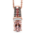 D'Joy Blush Tourmaline, Padparadscha Sapphire, Natural Champagne and White Diamond 0.90 ctw Rising Sun Pendant Necklace in 18K Vermeil Rose Gold Over Sterling Silver 20 Inches - Sticky add to cart bar