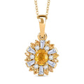 Madagascar Yellow Sapphire and Moissanite 1.20 ctw Snowflake Pendant Necklace 20 Inches in 18K Vermeil Yellow Gold Over Sterling Silver - Sticky add to cart bar