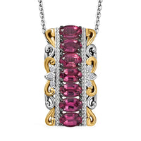 D'Joy Ouro Fino Rubellite and White Zircon 1.85 ctw Pendant Necklace 20 Inches in 18K Vermeil YG and Rhodium Over Sterling Silver