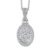 Luxuriant Lab Grown Diamond G-H SI 0.50 ctw Celestial Glow Pendant Necklace in Rhodium Over Sterling Silver in 20 Inches