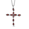 Mozambique Garnet 2.75 ctw Cross Pendant in Rhodium Over Sterling Silver with Stainless Steel Necklace (20 Inches) - Sticky add to cart bar