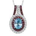 Epic Deal Cambodian Blue Zircon, White and Brown Zircon Pendant Necklace (20 Inches) in Rhodium Over Sterling Silver 4.50 ctw - Sticky add to cart bar