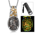 Karis Natural Yooperlite 12.50 ctw Baroque Majesty Pendant in 18K YG Plated and Platinum Bond with Stainless Steel Necklace and Free UV Flash Light 20 Inches - Sticky add to cart bar