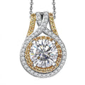 D'Joy 100 Facets Moissanite (Rnd 9mm), Yellow Sapphire Pendant Necklace (20 Inches) in Rhodium Over Sterling Silver 3.45 ctw - Sticky add to cart bar