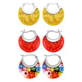 Set of 3 Multi Murano Style Basket Earrings in Stainless Steel with Lifetime Guarantee - Sticky add to cart bar