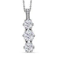 One Time Only Moissanite (Rnd 7mm) Pendant Necklace (20 Inches) in Rhodium Over Sterling Silver 2.90 ctw