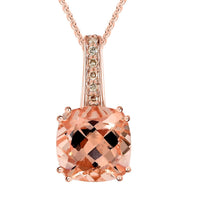 Certified & Appraised Luxoro AAA Marropino Morganite and G-H I2 Diamond 3.75 ctw Pendant Necklace in 14K Rose Gold 18 Inches