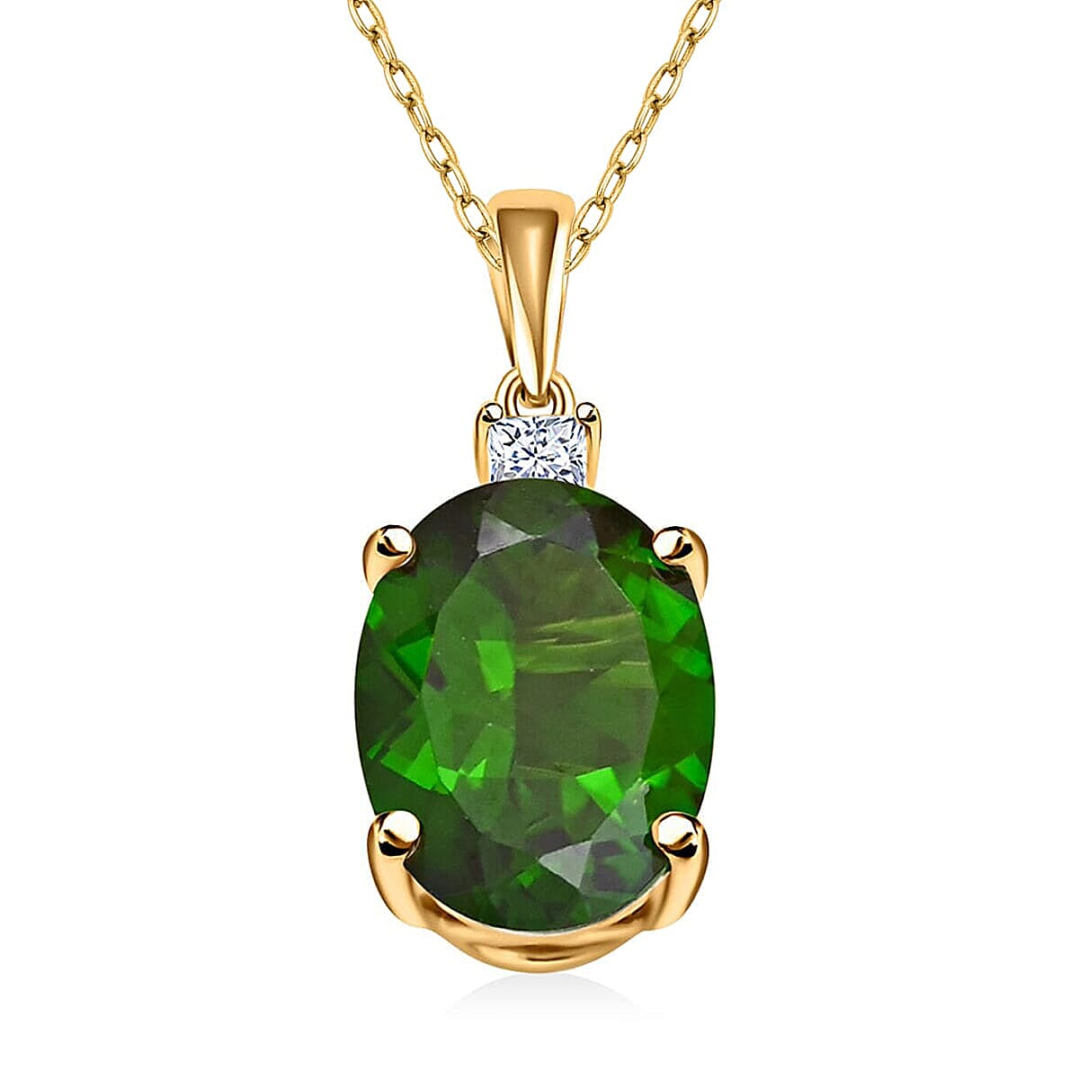 Certified & Appraised Luxoro AAA Chrome Diopside and G-H SI Diamond 2.65 ctw Pendant Necklace in 10K Yellow Gold 18 Inches