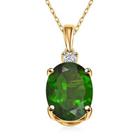 Certified & Appraised Luxoro AAA Chrome Diopside and G-H SI Diamond 2.65 ctw Pendant Necklace in 10K Yellow Gold 18 Inches