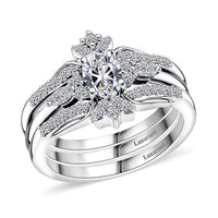 Set of 2 Luxuriant Lab Grown Diamond (VS) Ring in Rhodium Over Sterling Silver (Size 6.00) 0.90 ctw