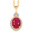 Certified & Appraised Luxoro AAA Mozambique Ruby and I2 Diamond 2.45 ctw Pendant Necklace in 14K Yellow Gold 18 Inches - Sticky add to cart bar