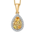 Madagascar Yellow Sapphire and White Zircon 1.00 ctw Dewdrop Pendant Necklace in 18K Vermeil Yellow Gold Over Sterling Silver 20 Inches - Sticky add to cart bar
