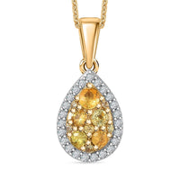 Madagascar Yellow Sapphire and White Zircon 1.00 ctw Dewdrop Pendant Necklace in 18K Vermeil Yellow Gold Over Sterling Silver 20 Inches