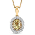 Premium Madagascar Yellow Apatite, Natural Yellow and White Diamond 1.00 ctw Pendant Necklace in 18K Vermeil Yellow Gold Over Sterling Silver 20 Inches - Sticky add to cart bar