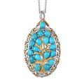 D'Joy Sleeping Beauty Turquoise Ornate 3.90 ctw Tree of Life Pendant Necklace in 18K Vermeil YG and Rhodium Over Sterling Silver 20 Inches - Sticky add to cart bar