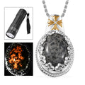 Karis Natural Yooperlite 10.00 ctw Crown Pendant in 18K YG Plated and Platinum Bond with Stainless Steel Necklace with Free UV Flash Light 20 Inches - Sticky add to cart bar