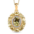 D'Joy Madagascar Yellow Apatite and White Zircon 3.20 ctw Floral Pendant Necklace in 18K Vermeil Yellow Gold Over Sterling Silver 20 Inches - Sticky add to cart bar