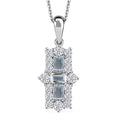 Premium Mangoro Aquamarine and Moissanite 1.85 ctw Ocean Prism Pendant Necklace in Rhodium Over Sterling Silver 20 Inches - Sticky add to cart bar