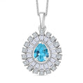 Premium Mangoro Aquamarine and Moissanite 1.85 ctw Ocean Tear Pendant Necklace in Rhodium Over Sterling Silver 20 Inches - Sticky add to cart bar