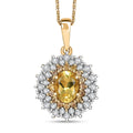 Premium Brazilian Heliodor and Multi Gemstone 1.50 ctw Sunburst Halo Pendant Necklace in 18K Yellow Gold Vermeil Sterling Silver 20 Inches - Sticky add to cart bar
