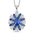Kashmir Kyanite and White Zircon 5.65 ctw Stellar Bloom Pendant Necklace in Rhodium Over Sterling Silver 20 Inches - Sticky add to cart bar