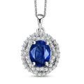 Kashmir Kyanite and Moissanite 4.10 ctw Cosmic Empress Pendant Necklace in Rhodium Over Sterling Silver 20 Inches - Sticky add to cart bar