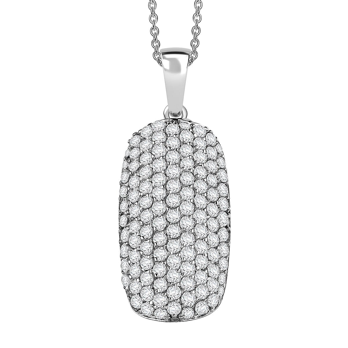 Karis Lab Created White Sapphire 3.35 ctw Starlit Pendant in Platinum Bond with Stainless Steel Necklace 20 Inches
