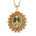 Madagascar Yellow Apatite and Multi Gemstone 7.40 ctw Floral Pendant Necklace in 18K Vermeil Yellow Gold Over Sterling Silver 20 Inches - Sticky add to cart bar