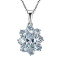 Premium Mangoro Aquamarine 1.90 ctw Ocean Bloom Pendant Necklace in Rhodium Over Sterling Silver 20 Inches - Sticky add to cart bar