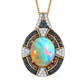 D'Joy Ethiopian Welo Opal and Multi Gemstone 4.70 ctw Pendant Necklace in 18K Vermeil Yellow Gold Over Sterling Silver 20 Inches - Sticky add to cart bar
