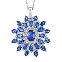 D'Joy Kashmir Kyanite 8.15 ctw Celestial Bloom Pendant Necklace in Rhodium Over Sterling Silver 20 Inches