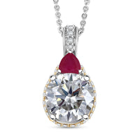 D'Joy Heart and Arrow Cut Moissanite and Masoala Sapphire (D) 4.70 ctw Pendant Necklace in 18K Vermeil YG and Rhodium Over Sterling Silver 20 Inches