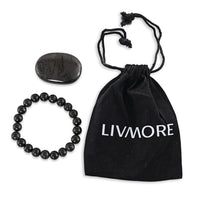 Shungite Beaded Stretch Bracelet and Palm Stone