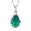 D'Joy Emeraldine Quartz (Triplet) 6.00 ctw Pendant Necklace in Rhodium Over Sterling Silver 20 Inches - Sticky add to cart bar
