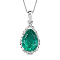 D'Joy Emeraldine Quartz (Triplet) 6.00 ctw Pendant Necklace in Rhodium Over Sterling Silver 20 Inches
