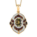 D'Joy Madagascar Yellow Apatite, Brown and White Zircon 2.35 ctw Floral Vintage Pendant Necklace in 18K Vermeil Yellow Gold Over Sterling Silver 20 Inches - Sticky add to cart bar