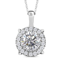Moissanite 2.10 ctw Pendant Necklace in Rhodium Over Sterling Silver 20 Inches