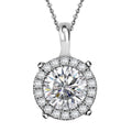 Moissanite 2.10 ctw Pendant Necklace 20 Inches in Rhodium Over Sterling Silver - Sticky add to cart bar
