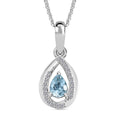 Santamaria Aquamarine and White Zircon 0.90 ctw Pendant Necklace in Rhodium Over Sterling Silver 20 Inches - Sticky add to cart bar