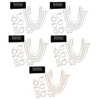 75pcs Set - 25pcs Necklace (18, 20 & 22Inch) and 25pcs Bracelet and 15pcs Hoop Earrings and 10pair Studs in ION Plated YRG and Stainless Steel