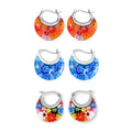 Set of 3 Blue, Orange and Multi Color Murano Style Basket Earrings in Stainless Steel with Lifetime Guarantee (Del. In 10-12 Days) - Sticky add to cart bar