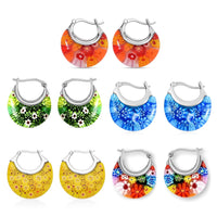 Set of 5 Multi Color Murano Style Basket Earrings (Del. In 10-12 Days)